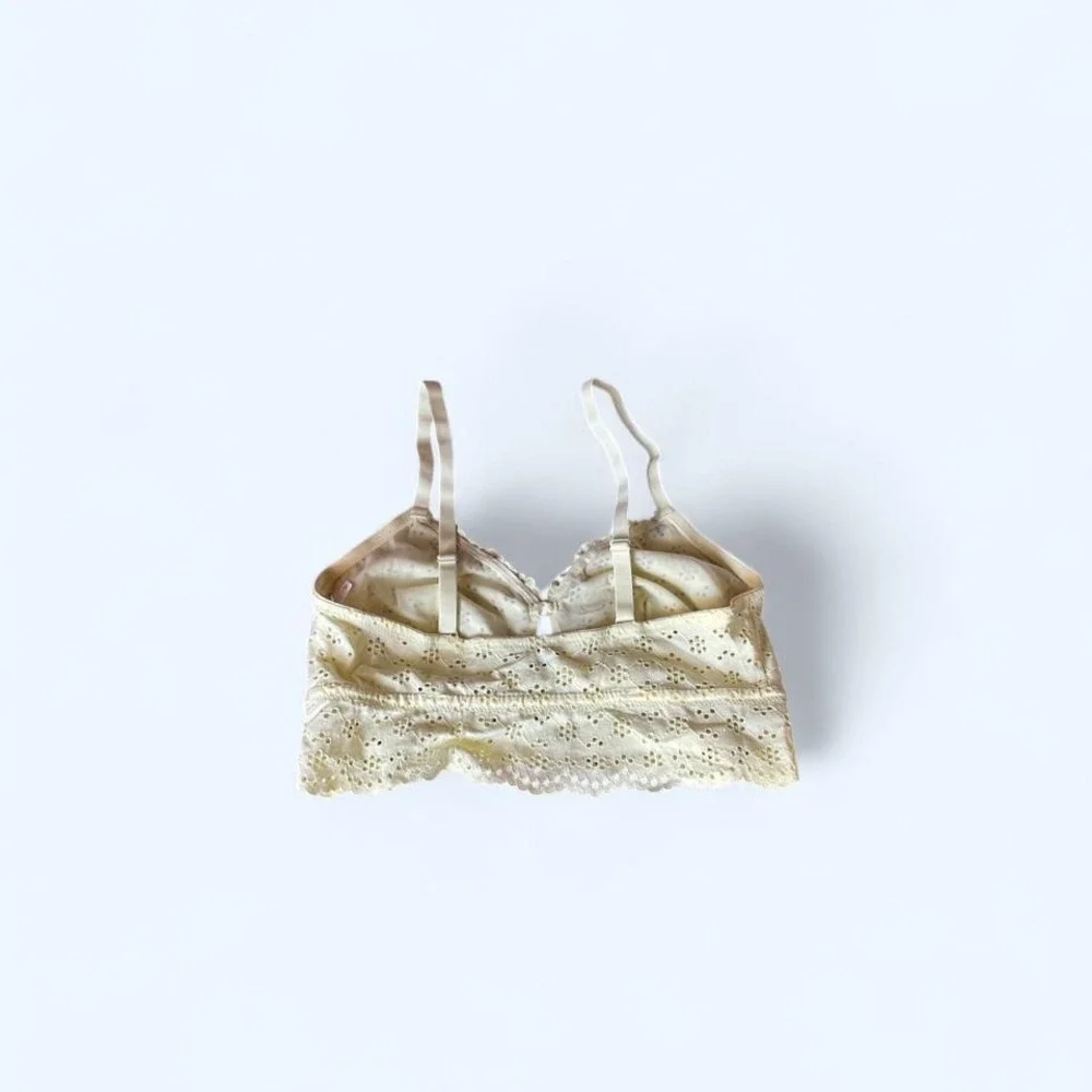 Yellow eyelet crop bralette top with adjustable straps size L by Colsie